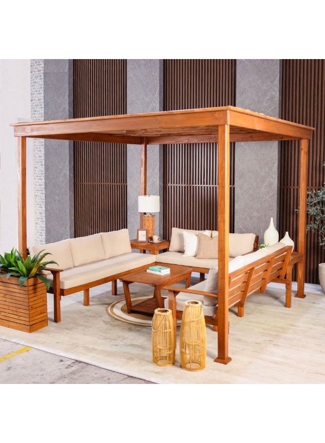 Inaya Sofa Gazebo 9-Seater Weather Resistant Garden Patio Garden Party Tent I Modern Design Outdoor Furniture Garden Canopy I Modern Design Outdoor Furniture Tent- 2.9x2.9x2.3 M