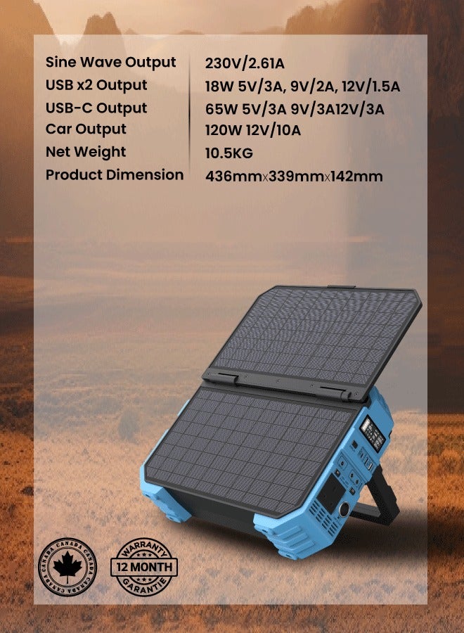 600W Portable Power Generator Integrated Solar Panel-Blue