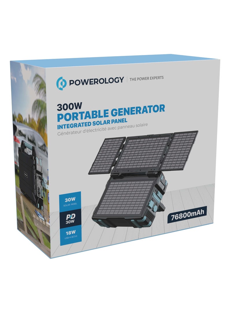 Portable Solar Power Generator 76800mAh 300W (600W Max) QC  - Black