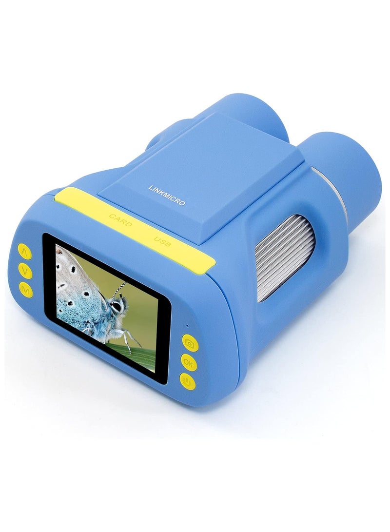 Portable Microscope and Telescope Dual Lens in One LINKMICRO Binoculars for Kids 6-12 Stem Kit Insects Slides Observation-Bird Watching SD Card Included