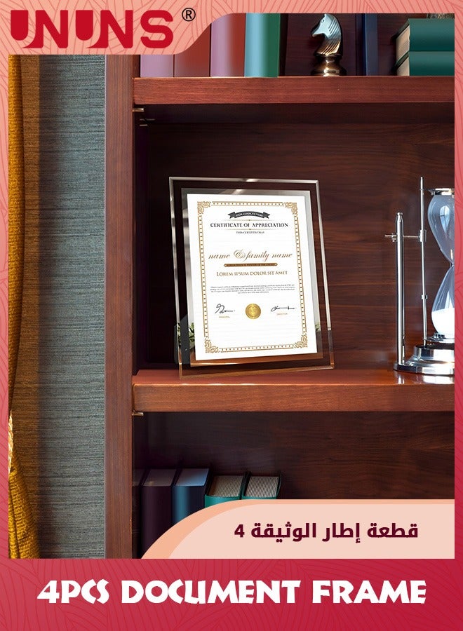 29.7x21cm Picture Frames,4 Pack A4 Silver Glass Certificate Frames For Document Diploma Award,Only For Tabletop Display Vertically Or Horizontally
