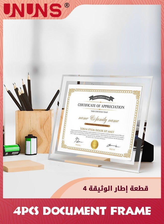 29.7x21cm Picture Frames,4 Pack A4 Silver Glass Certificate Frames For Document Diploma Award,Only For Tabletop Display Vertically Or Horizontally