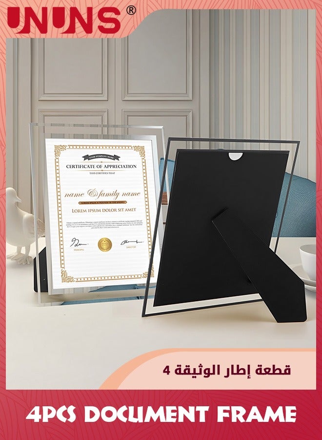 29.7x21cm Picture Frames,4 Pack A4 Silver Glass Certificate Frames For Document Diploma Award,Only For Tabletop Display Vertically Or Horizontally