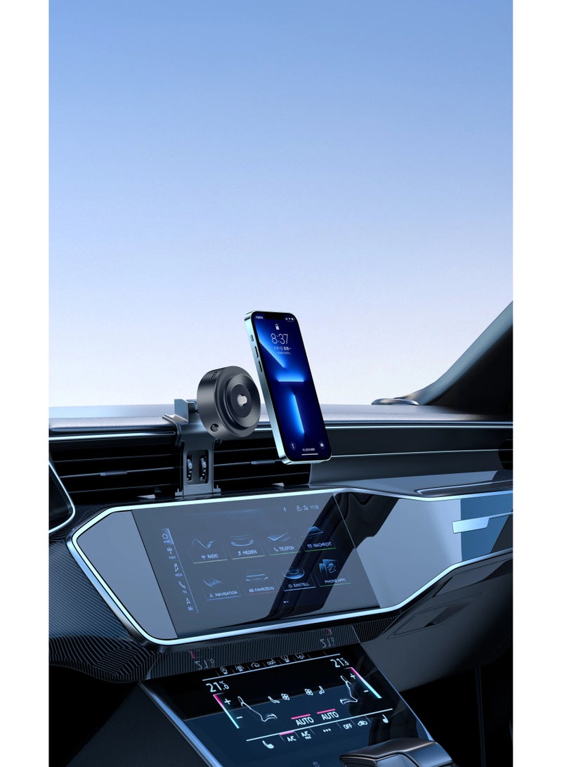 Auto-Suction Phone Holder / 1.5 KG Adsorption Force / N52 Strong Magnets / One Handed Operation / Compact Design / Maximum Flexibility / 30 Days Working Time - Black