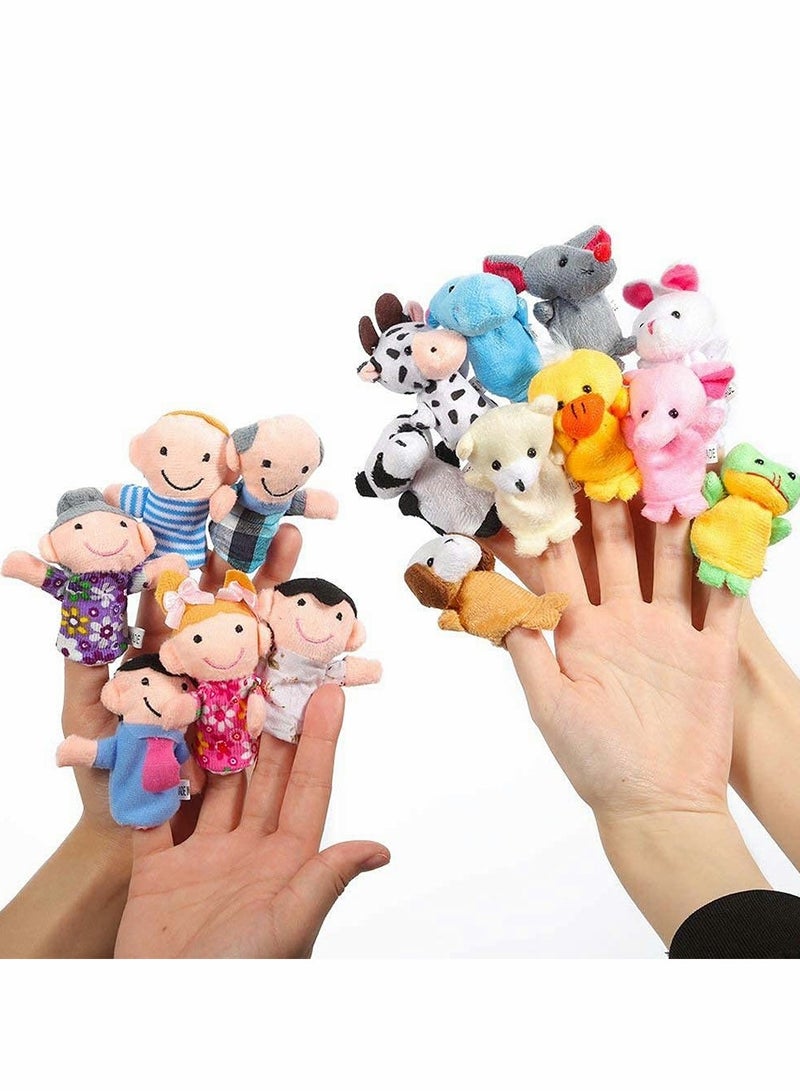 16Pcs Animal Family Finger Puppet Set Rubber Puppets for Kids Playtime