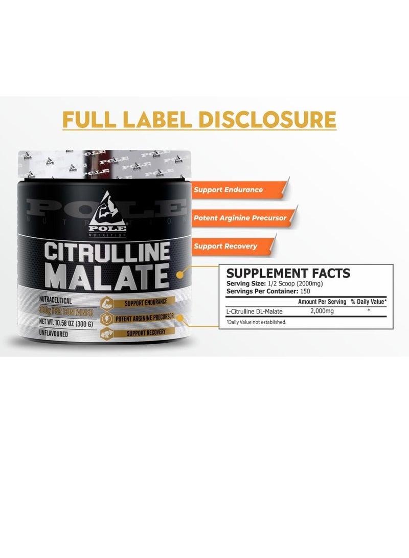 Citrulline Malate 300g - Enhances Exercise Performance & Cardiovascular Health