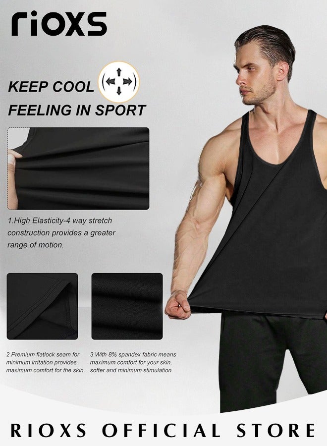 Men's 3 Pack Workout Gym Tank Tops, Running Bodybuilding Training Sleeveless T-Shirt, Spaghetti Strap Muscle Underwear Vest, Y-Back Workout Tank Tops, Lightweight Undershirts For Men, Quick Dry Sleeveless Swim Shirt, Athletic Summer Beach T Shirts