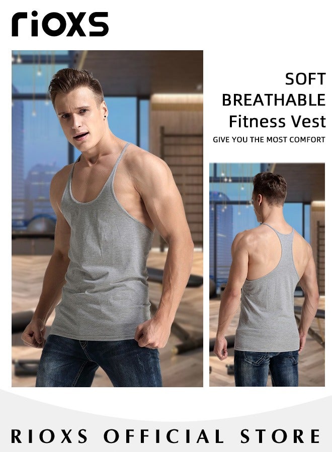 Men's 3 Pack Workout Gym Tank Tops, Running Bodybuilding Training Sleeveless T-Shirt, Spaghetti Strap Muscle Underwear Vest, Y-Back Workout Tank Tops, Lightweight Undershirts For Men, Quick Dry Sleeveless Swim Shirt, Athletic Summer Beach T Shirts