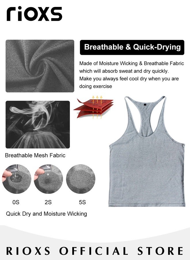 Men's 3 Pack Workout Gym Tank Tops, Running Bodybuilding Training Sleeveless T-Shirt, Spaghetti Strap Muscle Underwear Vest, Y-Back Workout Tank Tops, Lightweight Undershirts For Men, Quick Dry Sleeveless Swim Shirt, Athletic Summer Beach T Shirts