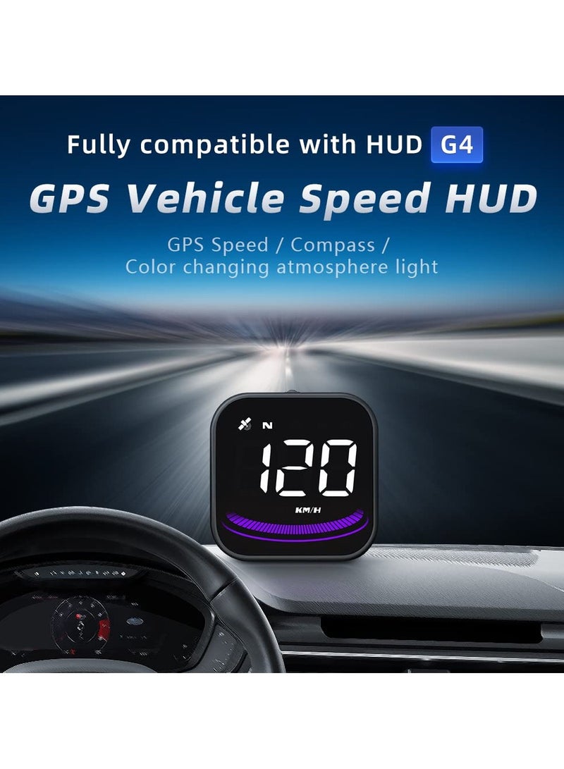 Digital GPS Speedometer G4 Universal Head-Up Display for All Vehicles, Multifunction HUD with Real-Time Speed Meter, Easy Plug & Play Setup, Accurate MPH/KM/H Speed Tracking