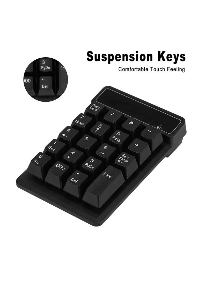 Wireless Bluetooth Numeric Keypad with 19 Keys, Portable Mini Design for Laptops and Tablets, 10m Range and 10 Million Clicks