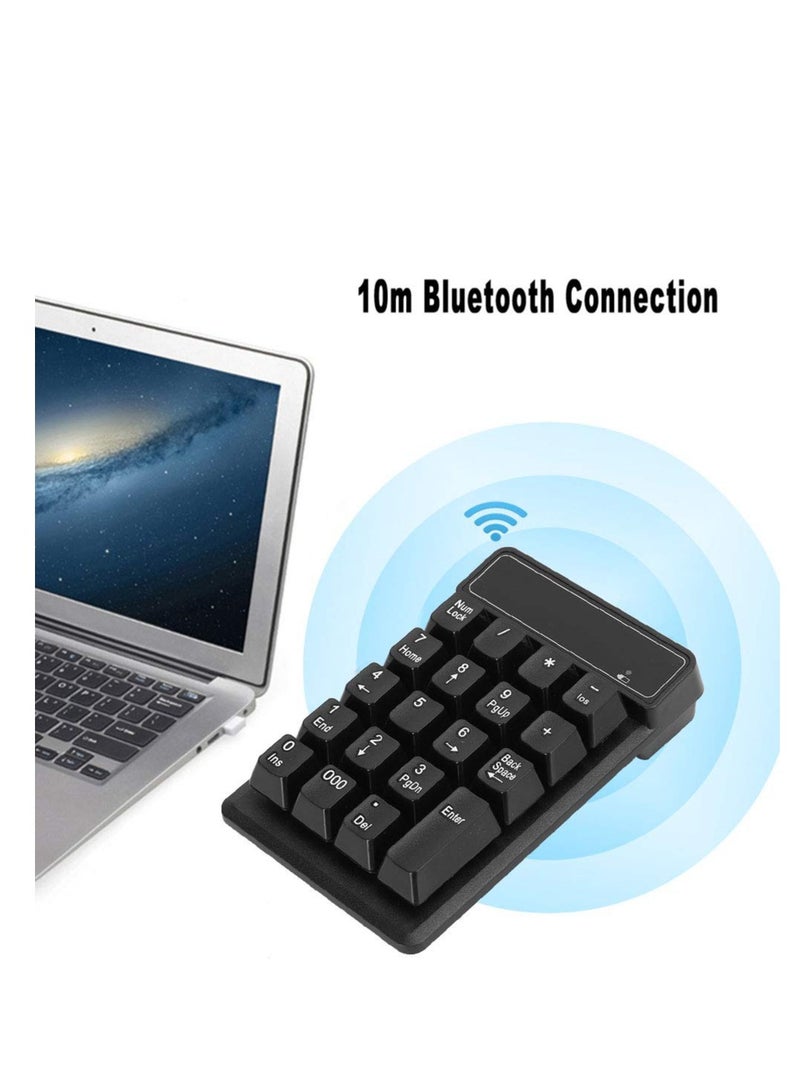 Wireless Bluetooth Numeric Keypad with 19 Keys, Portable Mini Design for Laptops and Tablets, 10m Range and 10 Million Clicks