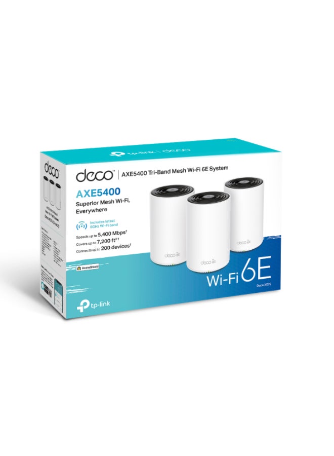 Deco XE75 - Whole Home Mesh WiFi 6E System Dual Band (3-Pack) White/Black