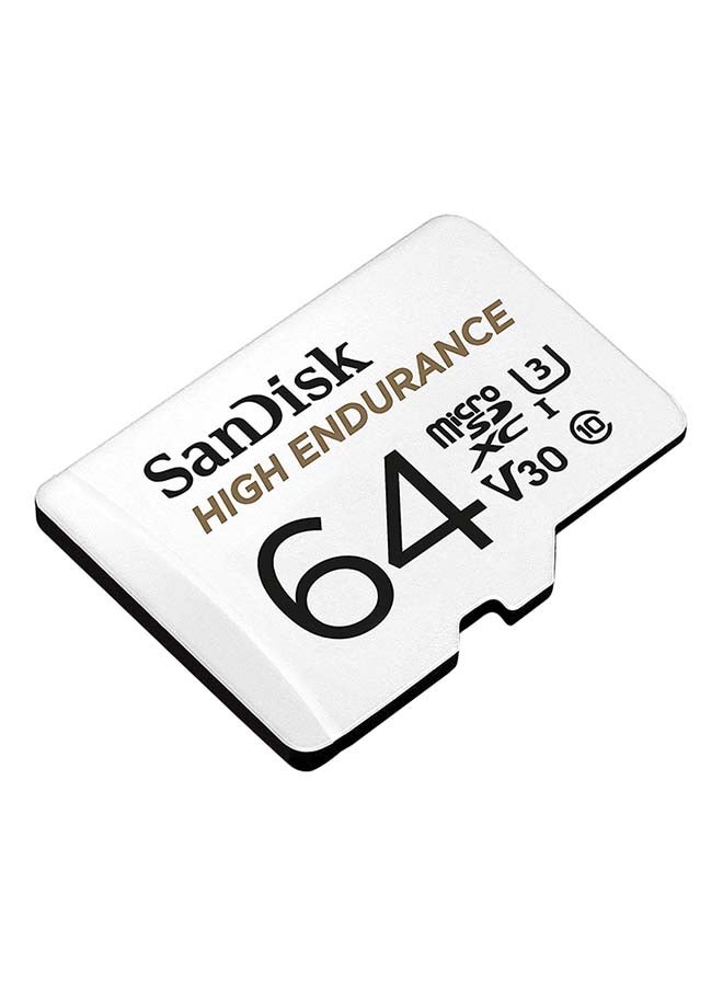 High Endurance microSDXC + SD Adapter - for dash cams & home monitoring, up to 5,000 Hours, Full HD / 4K videos, up to 100/40 MB/s Read/Write speeds, C10, U3, V30 64.0 GB