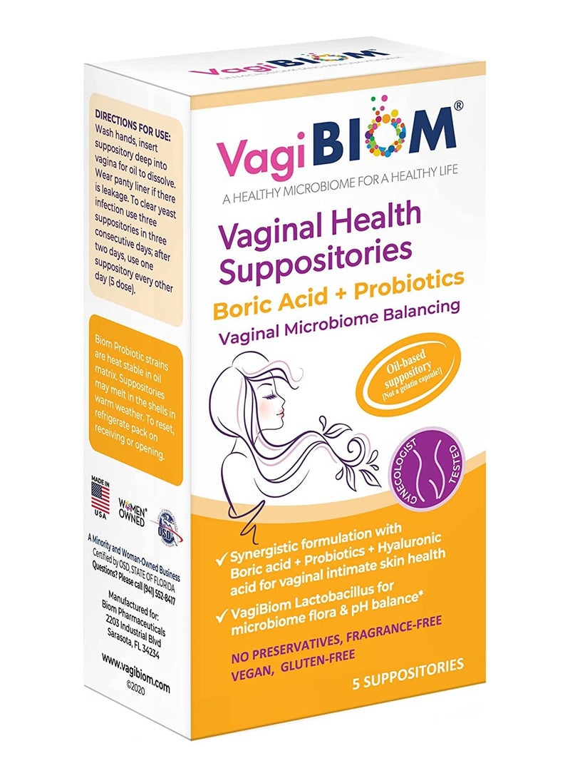 Vagibiom Boric Acid + Probiotics Vagi nal Suppositories 5'S