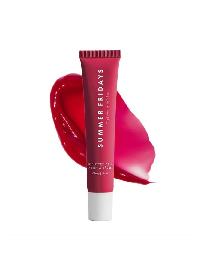 Lip Butter Balm - Conditioning Lip Mask and Lip Balm for Instant Moisture, Shine and Hydration - Sheer-Tinted, Soothing Lip Care - Cherry (.5 Oz)