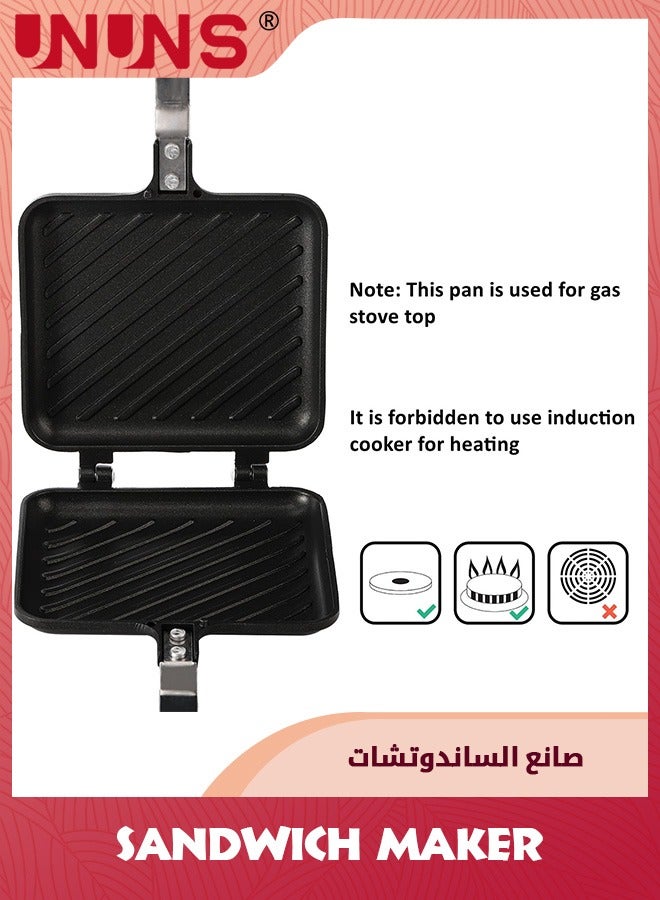 Sandwich Maker,Grilled Sandwich And Panini Maker Pan With Non-Stick Plates,Stovetop Toasted Sandwich Maker Aluminum Flip Pan For Home Kitchen,15cm X 35cm