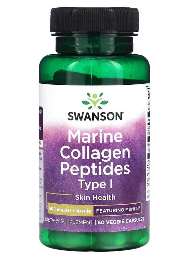 Swanson, Marine Collagen Peptides Type 1, 500 mg, 60 Veggie Capsules