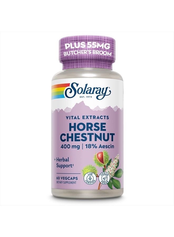 Solaray Horse Chestnut Seed Extract 400mg 72mg of Aescin Per Capsule Leg Vein Health, Blood Vessel Integrity & Health Circulation Support 60ct