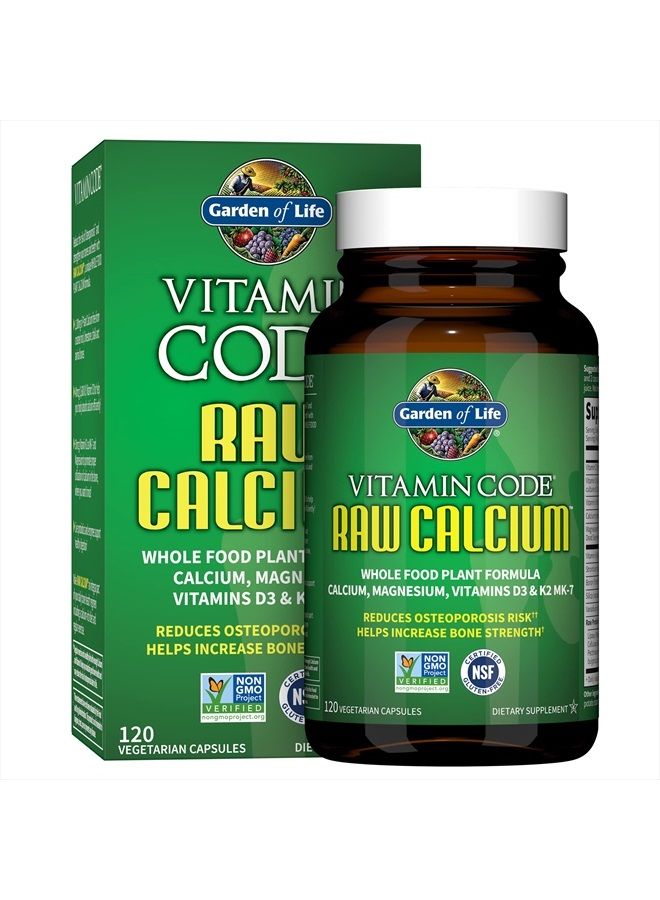 Raw Calcium Supplement for Women and Men - Vitamin Code Made from Whole Foods with Magnesium, K2, Vitamin D3 and Vitamin C, for Bone Strength, Probiotics for Digestion, 120 Capsules