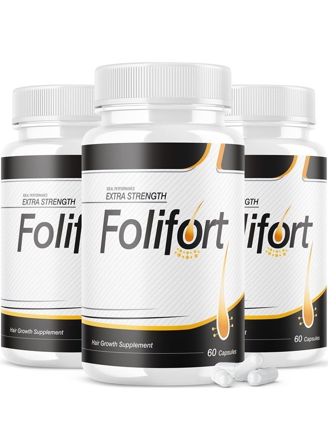 (3 Pack) Folifort Hair Growth Pills Felfort Extra Strength Vitamins Reviews Suppliment (180 Capsules)