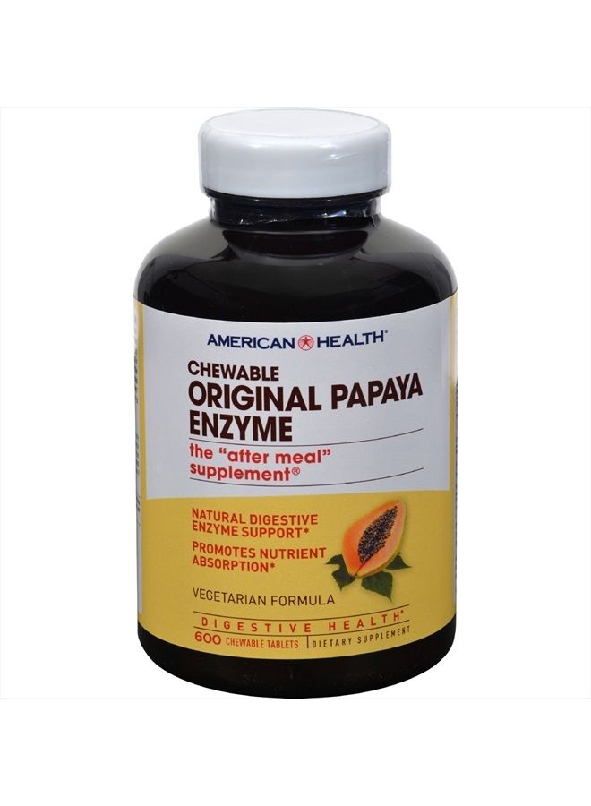 4 Pack of American Health Original Papaya Enzyme Chewable - 600 Tablets - - -