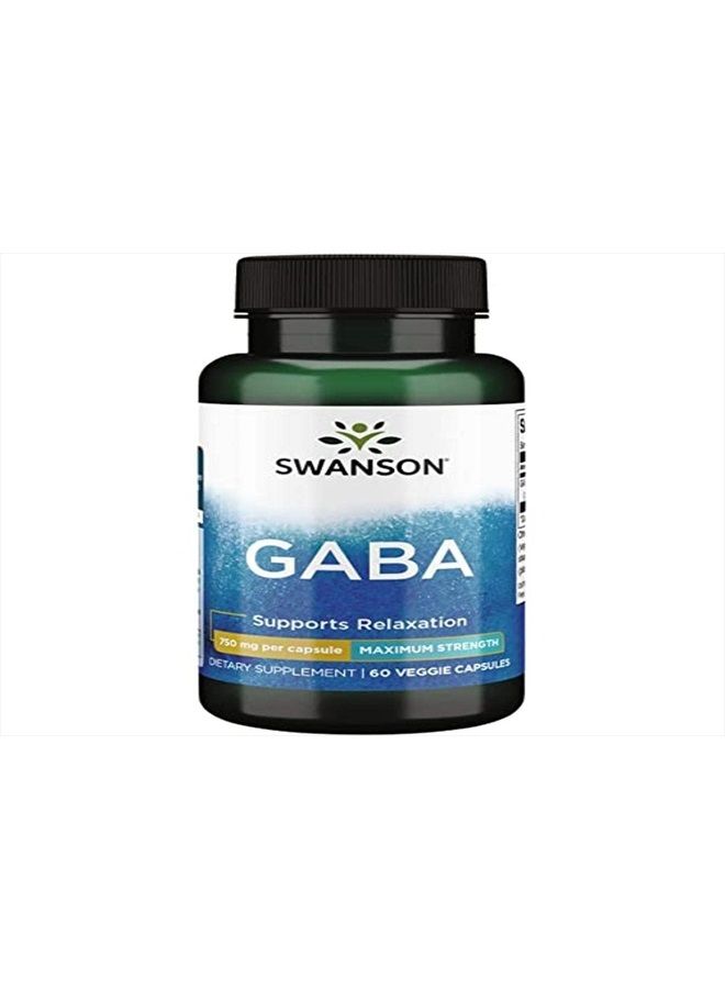 Amino Acid Maximum Strength GABA 750 Milligrams 60 Veg Capsules