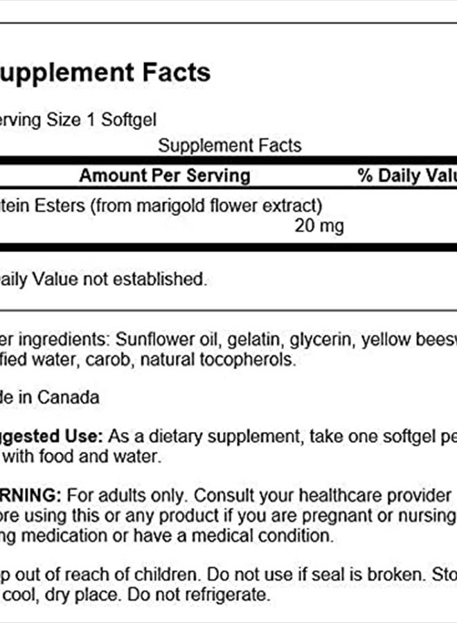 Lutein 20 Milligrams 60 Sgels