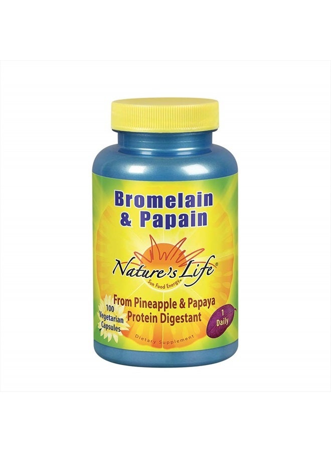 Bromelain & Papain | Proteolytic Enzymes for Digestive Support & Comfort | from Pineapple & Papaya | 250mg Ea | 100 Vegetarian Capsules