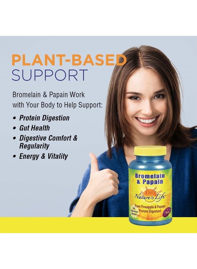 Bromelain & Papain | Proteolytic Enzymes for Digestive Support & Comfort | from Pineapple & Papaya | 250mg Ea | 100 Vegetarian Capsules