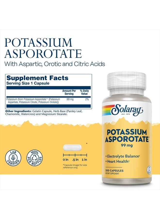 Solaray Potassium Asporotate Supplement, 99 mg | 200 Count