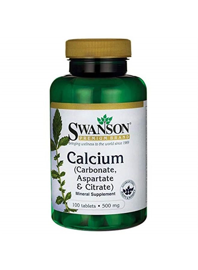 Calcium (Carbonate Aspartate & Citrate) 500 Milligrams 100 Tabs