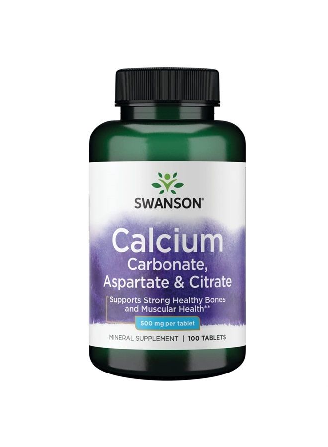 Calcium (Carbonate Aspartate & Citrate) 500 Milligrams 100 Tabs