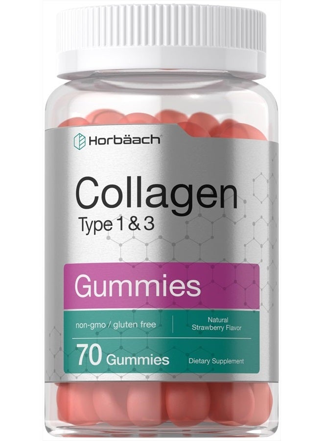 Collagen Gummies | 70 Count | Strawberry Flavored Gummy | Hydrolyzed Collagen Type 1 and 3 | Non-GMO, Gluten Free