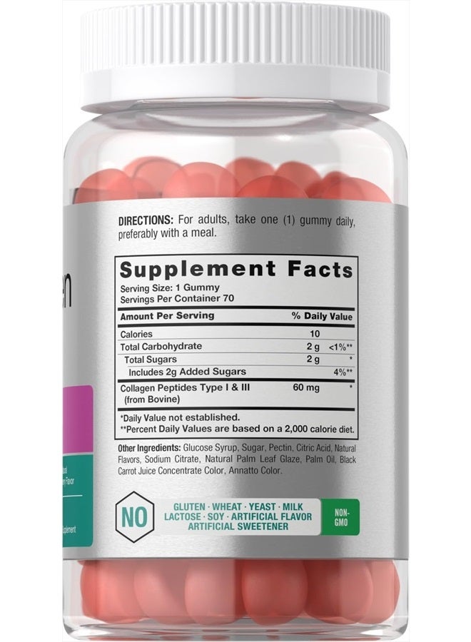 Collagen Gummies | 70 Count | Strawberry Flavored Gummy | Hydrolyzed Collagen Type 1 and 3 | Non-GMO, Gluten Free