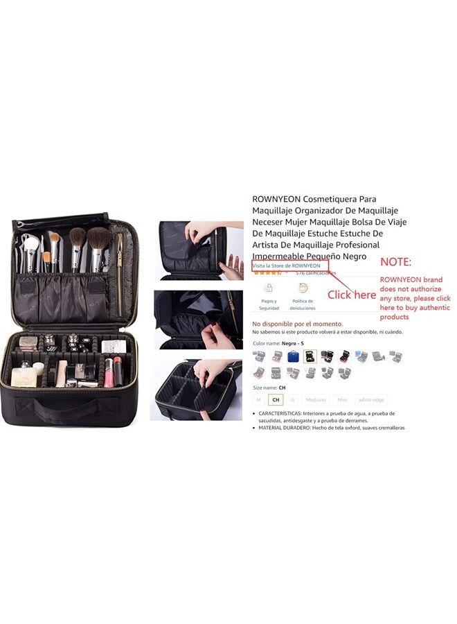 10“ Travel Makeup Bag Makeup Organizer Case Makeup Train Case Makeup Artist Bag Portable Cosmetic Bag Gift for Women with EVA Adjustable Dividers Small Black