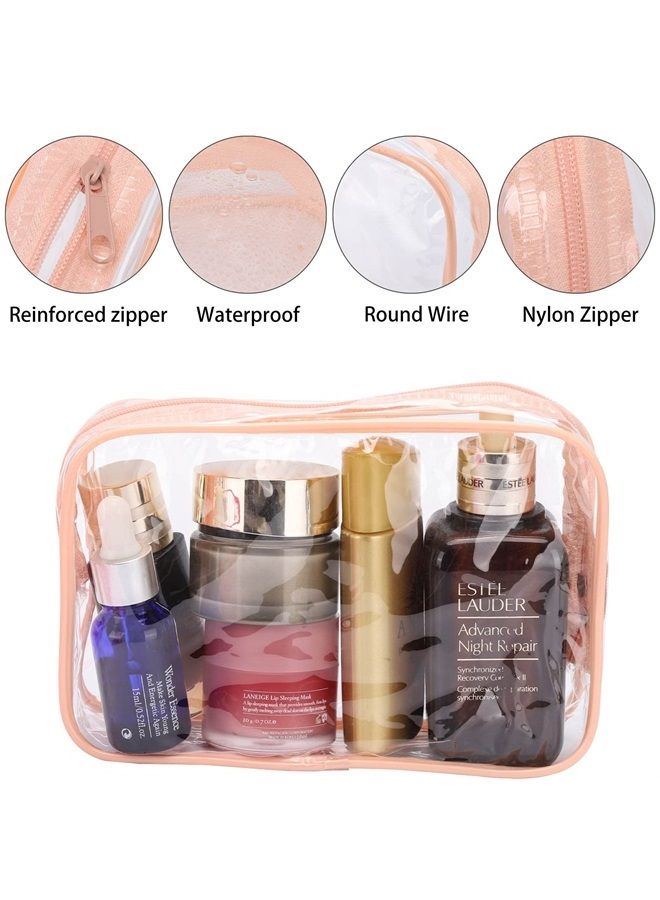 10 Pcs Clear Cosmetic Bags Small Travel Toiletry Bags Organizer, Portable Waterproof Washing Makeup Bags for Bathrooms and Vacations Pink