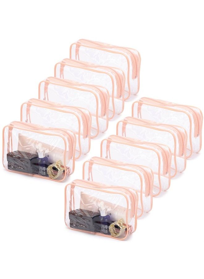 10 Pcs Clear Cosmetic Bags Small Travel Toiletry Bags Organizer, Portable Waterproof Washing Makeup Bags for Bathrooms and Vacations Pink