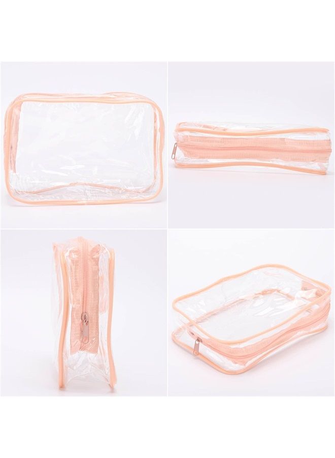 10 Pcs Clear Cosmetic Bags Small Travel Toiletry Bags Organizer, Portable Waterproof Washing Makeup Bags for Bathrooms and Vacations Pink