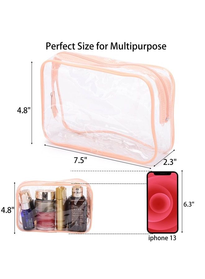 10 Pcs Clear Cosmetic Bags Small Travel Toiletry Bags Organizer, Portable Waterproof Washing Makeup Bags for Bathrooms and Vacations Pink