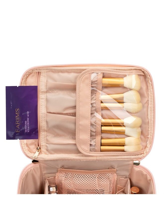 Makeup Bag, Large Travel Makeup Bag Cosmetic Bags for Women Traveling Washable Make Up Bag Organizer Case -Large Pink