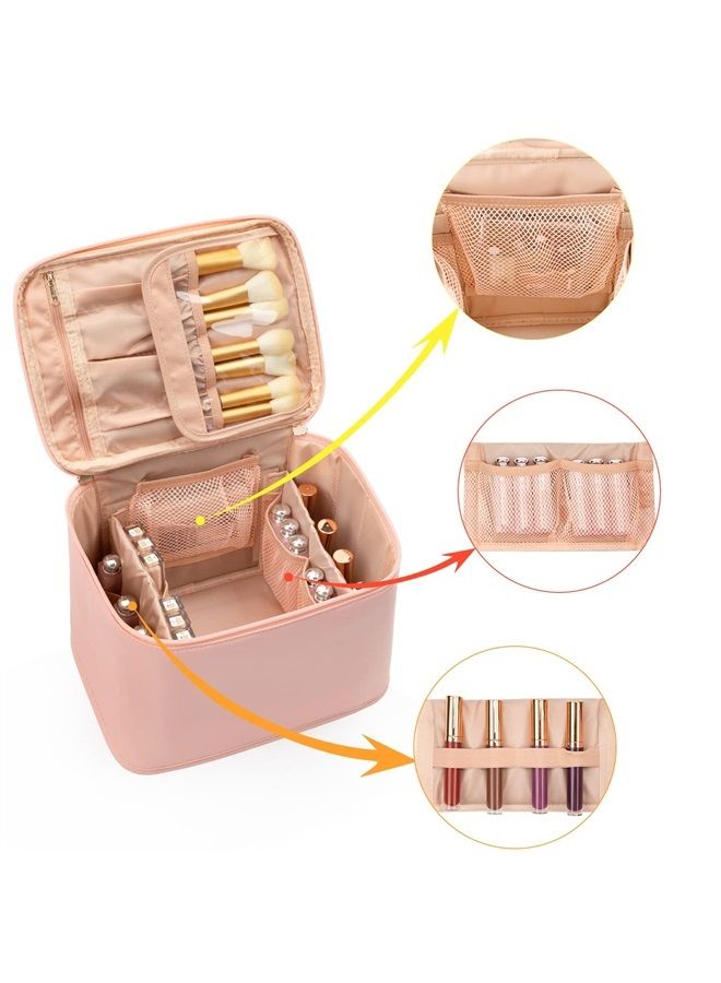Makeup Bag, Large Travel Makeup Bag Cosmetic Bags for Women Traveling Washable Make Up Bag Organizer Case -Large Pink