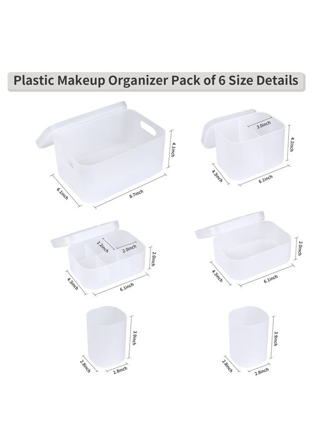 Makeup Organizer Case set of 6,Stackable Clear Makeup Organizer Holder, Multi-size Makeup Case Vanity Storage Holder Set for Makeup, Jewelry, toiletries,Makeup Artist Must Have