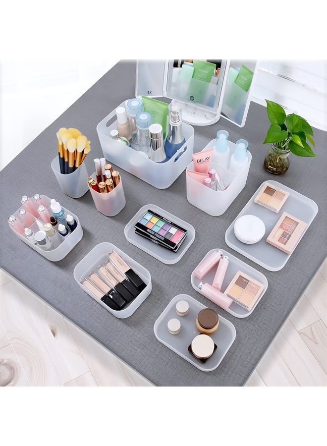 Makeup Organizer Case set of 6,Stackable Clear Makeup Organizer Holder, Multi-size Makeup Case Vanity Storage Holder Set for Makeup, Jewelry, toiletries,Makeup Artist Must Have