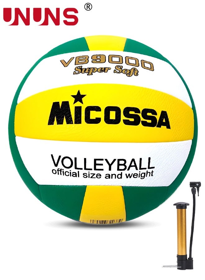 Volleyball,Official Size 5 Volleyball,PU Leather Beach Volleyballs,Indoor Outdoor Volleyball For Kids Youth Adults,Beach Play,Match,Training Practice Volley Ball,Inflatable Volleyball With Pump