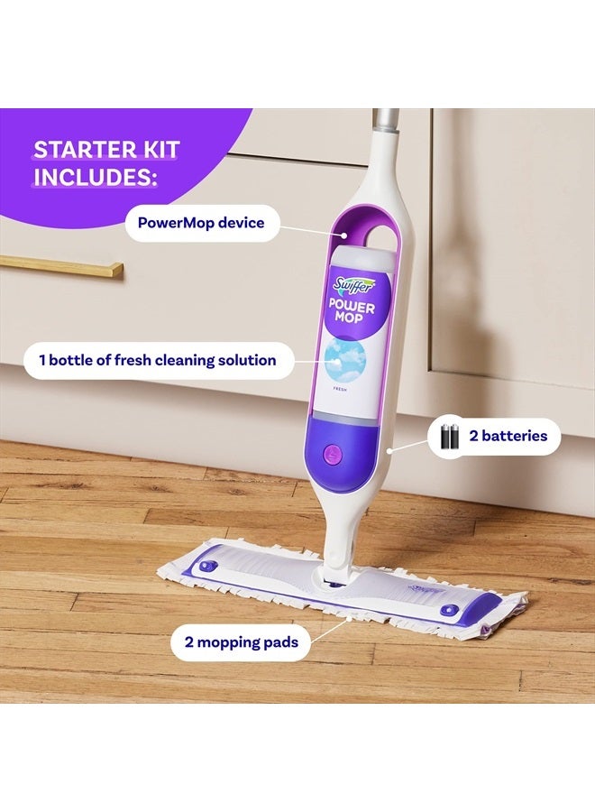 PowerMop Multi-Surface Mop Kit for Floor Cleaning, Fresh Scent, Mopping Kit Includes PowerMop, 2 Mopping Pad Refills, 1 Floor Cleaning Solution with Fresh Scent and 2 Batteries
