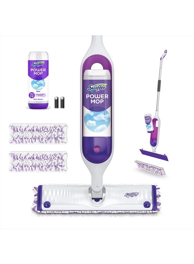 PowerMop Multi-Surface Mop Kit for Floor Cleaning, Fresh Scent, Mopping Kit Includes PowerMop, 2 Mopping Pad Refills, 1 Floor Cleaning Solution with Fresh Scent and 2 Batteries