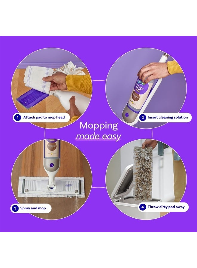 PowerMop Wood Mop Kit for Wood Floor Cleaning, Quickdry Solution with Lemon Scent, Mopping Kit Includes PowerMop Wood, 2 Mopping Pad Refills