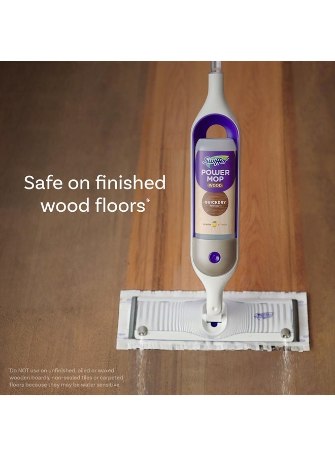PowerMop Wood Mop Kit for Wood Floor Cleaning, Quickdry Solution with Lemon Scent, Mopping Kit Includes PowerMop Wood, 2 Mopping Pad Refills