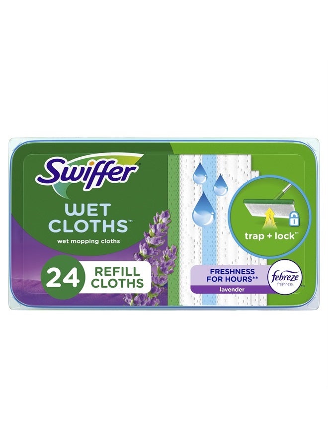 Sweeper, Wet Mopping Pad Refills, Febreze Lavender Vanilla & Comfort Scent, 24 Count (Pack of 1) Package May Vary